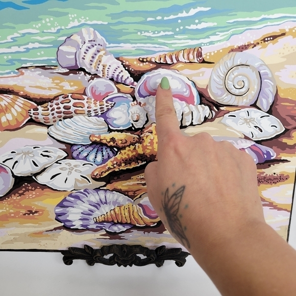 Shells Paint by Number Finished Acrylic Painting Finished 14 by 11 - Picture 16 of 17